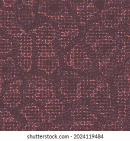 Abstract halftone camouflage. The skin of a chameleon or snake. Dot pattern in red brown tones camo background. Seamless vector texture