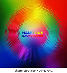 abstract halftone circle background with copy space, vector illustration.