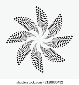 Abstract halftone circle background. Halftone dots vector pattern, texture, object. Black dots on white background, Retro style dotted design element.