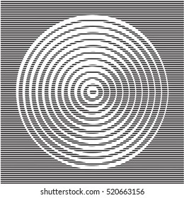 Abstract halftone circle background. Halftone lines vector pattern. Black stripes on white background, retro style