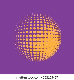 Abstract halftone circle design. Colorful round icon, abstract globe symbol, business concept. Abstract colorful dotted sphere. Science and tourism, technology or environmental background