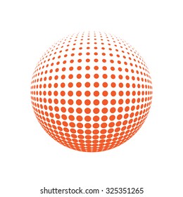 Abstract halftone circle design. Isolated round icon, abstract globe symbol, business concept. Abstract black dotted sphere. Science and tourism, technology or environmental background