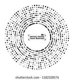 Abstract halftone circle frame with black random dots. Round border. Vector illustration