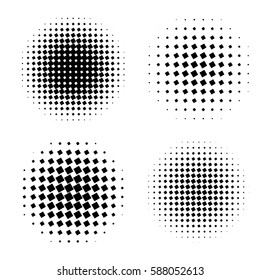 abstract halftone circle shapes set. Design elements