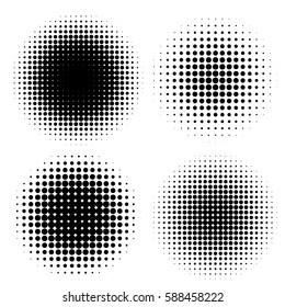 abstract halftone circle shapes set. Design elements