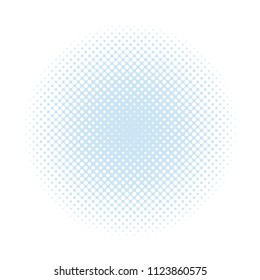 Abstract Halftone Circle Vector Design. Blue Circle Made od Polka Dots. Blue Circle Isolated on a White Background. Simple Abstract Geometric Layout. Bright Pastel Color Round Shape Blue Frame Without