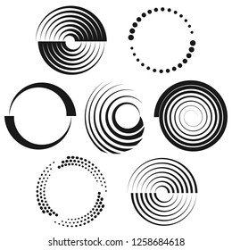 Abstract halftone circles backgrounds, vector modern design signs, symbols, icons, patterns.