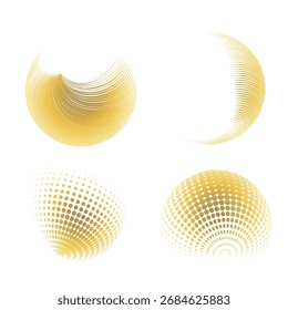 Abstractas círculos de semitono en oro y negro 