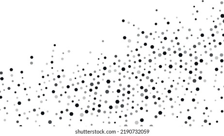 Abstract halftone circular background frame. Monochrome texture of hexagons. Linear pattern of cells, honeycombs. Design of banner, poster website, frame social networks, business. Vector