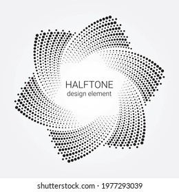 Abstract halftone circular frame logo. Abstract halftone texture, pattern, object design. Design element for multipurpose use.