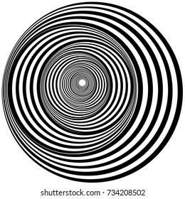 Abstract halftone circular pattern. Concentric rings with a visual distortion effect. For banners, posters, web, business projects.