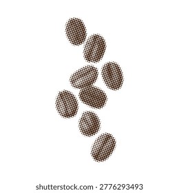 Abstract halftone coffee bean icons isolated on white background. Minimalist brown organic shapes.