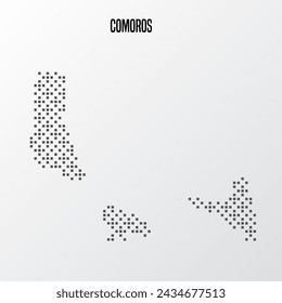 Abstract halftone Comoros map isolated on white background. Vector illustration