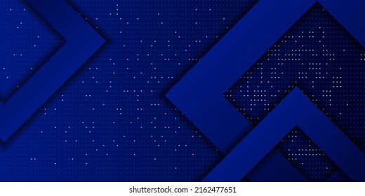 The abstract halftone consists of different dots on blue background with modern dynamic shape.