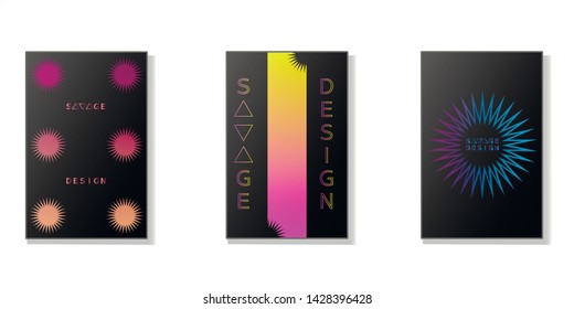 Abstract halftone covers with circles and thorns. Templates for business brochures or discount card