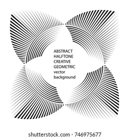 Abstract halftone creative geometric vector background. Black and white circle stripes pattern.