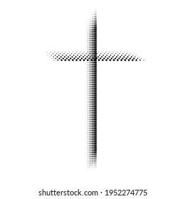 Abstract halftone cross. Christian Symbol. Sign of dots. Vector illustration