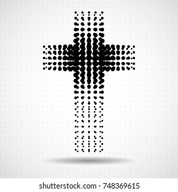 Abstract halftone cross. Christian Symbol. Vector illustration. Eps10