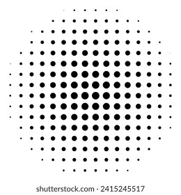 Abstraktes Halftone Design-Element. Schwarze Halbtonpunkte. Kreishalfton. Abstrakte gepunktete Kreise