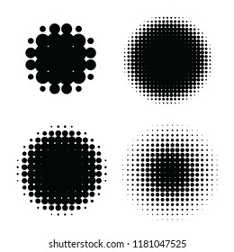 Abstract halftone design elements. Vector set