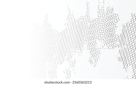 Abstract halftone design with elliptical patterns fading into a clean white background, showcasing a modern and minimal aesthetic for digital or industrial projects