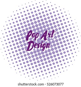 Abstract halftone design. Purple pop art dot background. Pop-art style spotted illustration. Polka dot vector template. Modern bubble background