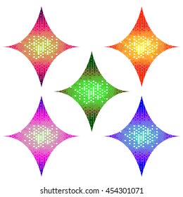 Abstract Halftone Design rhombus Elements set, vector illustration