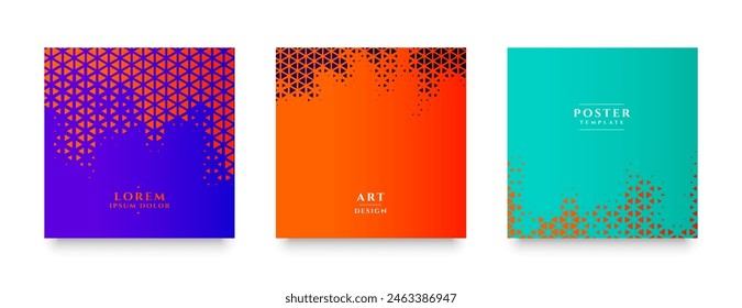 Abstraktes Halbton-Design im Set von drei trendigen Farben Hintergrund Vektorgrafik 