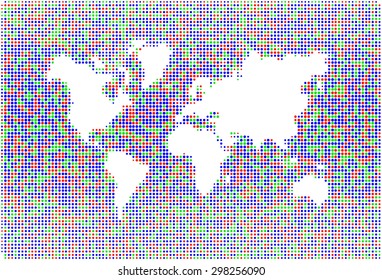 Abstract Halftone Design world map. color dots. vector illustration