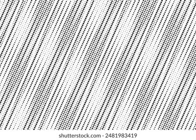 Abstract halftone diagonal texture. Liner square dots halftone grit background. White and black dotted wallpaper. Retro pixilated vector backdrop