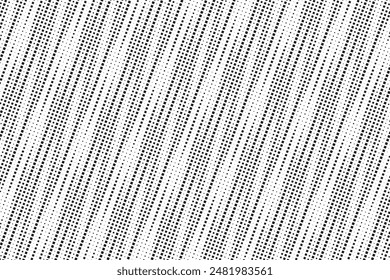 Abstract halftone diagonal texture. Liner square dots halftone grit background. White and black dotted wallpaper. Retro pixilated vector backdrop