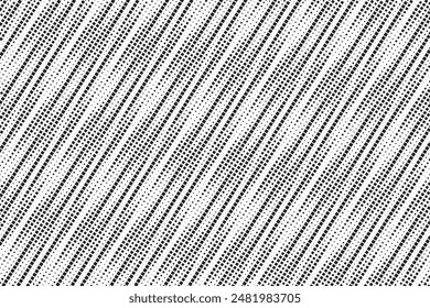 Abstract halftone diagonal texture. Liner square dots halftone grit background. White and black dotted wallpaper. Retro pixilated vector backdrop