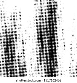 Abstract Halftone Distress urban used texture. Grunge rough dirty background. Brushed black paint cover. Overlay aged grainy messy template. Empty aging design element. EPS10 vector