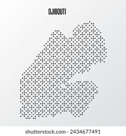Abstract halftone Djibouti map isolated on white background. Vector illustration