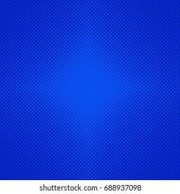 Abstract halftone dot pattern background - vector graphic from blue circles in varying sizes