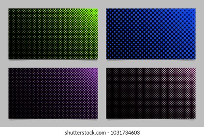 Abstract halftone dot pattern business card background template design set - vector graphics with colored circles