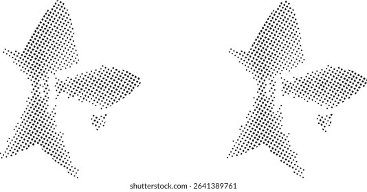 Abstract halftone dot pattern design two shapes
