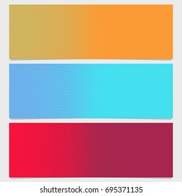 Abstract halftone dot pattern horizontal banner set - vector graphic from circles in varying sizes