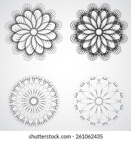 Abstract Halftone Dot Shapes Collection. Vector Set of Decorative Design Element.