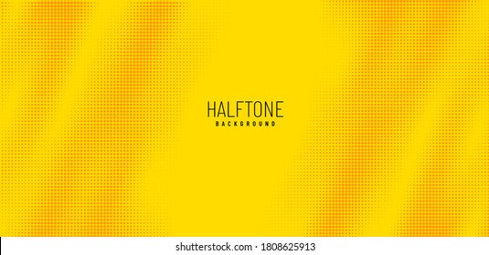 Abstract halftone dots background with copy space. Dots yellow orange background. Modern halftone pattern. Vector illustration. 