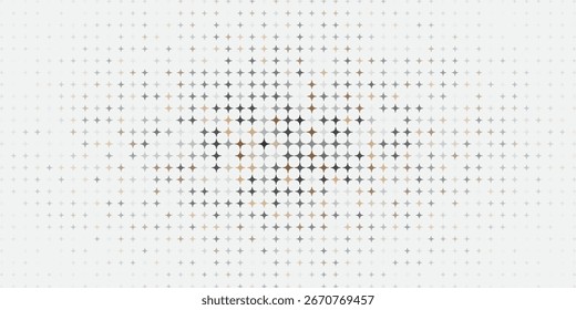 Abstract halftone dots background with gradient pattern in black, white, and gold. Modern vector design perfect for tech, retro, pop art, or digital themes.