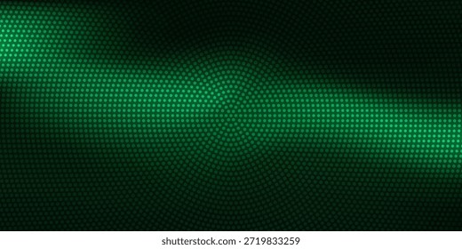 Fondo de puntos de semitono Abstractas con patrón de remolino de desenfoque de movimiento giratorio desenfocado verde y negro. Plantilla de fondo de ilustración 3D con espacio de copia para la exhibición de productos de tecnología blockchain.