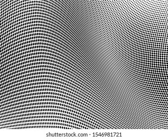 Abstract halftone of dots background. Monochrome texture of waves of dots black on white. Poster pop art