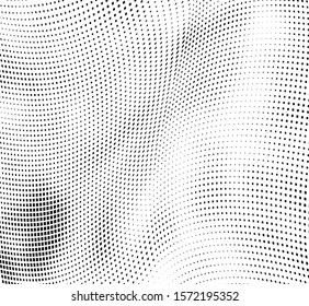 Abstract halftone of dots background. Monochrome texture of waves of dots black on white. Poster pop art