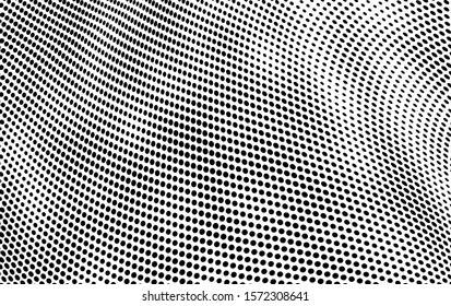 Abstract halftone of dots background. Monochrome texture of waves of dots black on white. Poster pop art