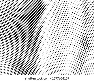 Abstract halftone of dots background. Monochrome texture of waves of dots black on white. Poster pop art