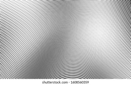 Abstract halftone of dots background. Monochrome texture of waves of dots black on white. Poster pop art