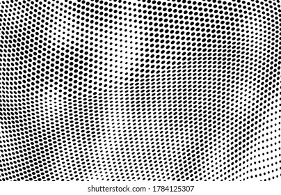 Resumen de medio tono de fondo de puntos. Textura monocroma de ondas de puntos negros sobre blanco. Arte pop de afiches