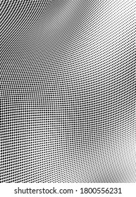 Abstract halftone of dots background. Monochrome texture of waves of dots black on white. Poster pop art