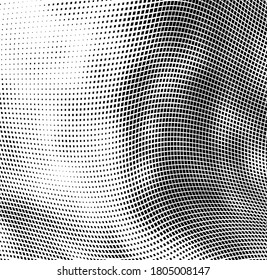 Abstract halftone of dots background. Monochrome texture of waves of dots black on white. Poster pop art